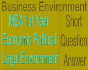 MBA 1st Year Economic Political Legal Environment Short Question Answer