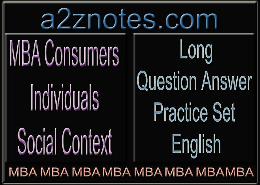 MBA Consumers Individuals Social Context Question Practice Model Set in English